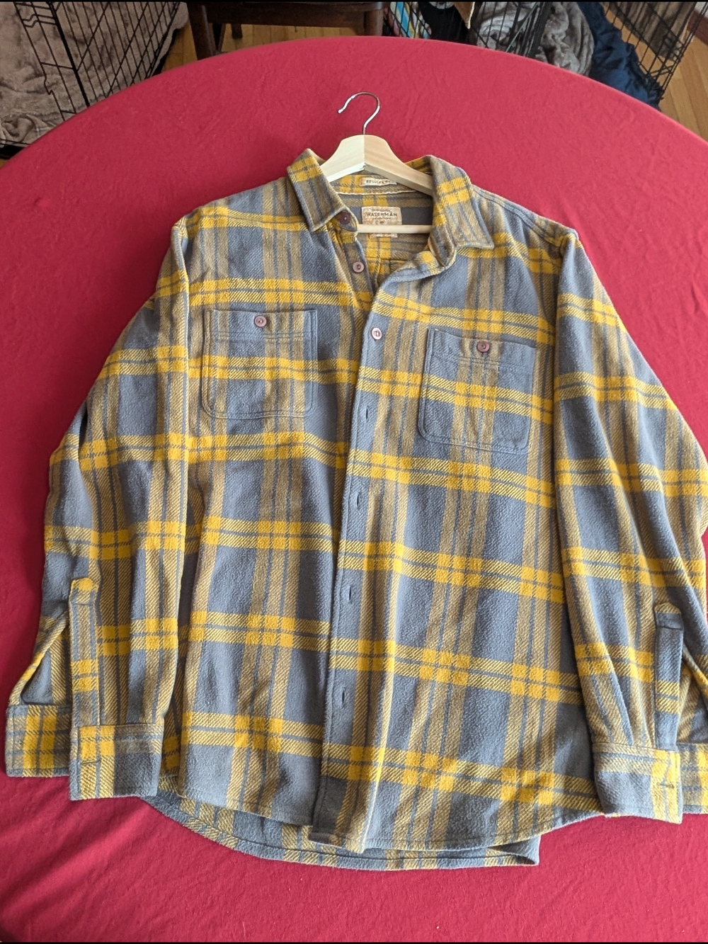 Quiksilver Gray and Yellow Plaid Button-Down Shirt